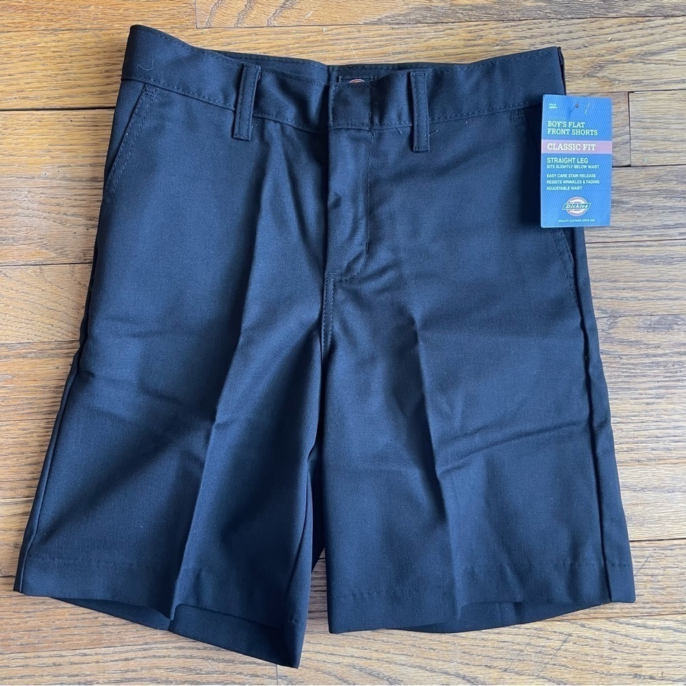 NEW Dickies Boys Flat Front Shorts Classic Fit Straight Leg Black Sz 10 NWT